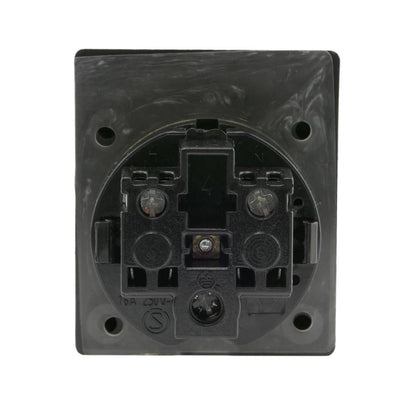 Base de enchufe schuko empotrable IP44 a tornillo con tapa de color negro