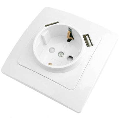 Base de enchufe schuko con USB 2 x A hembra 80x80mm Lille para empotrar blanco