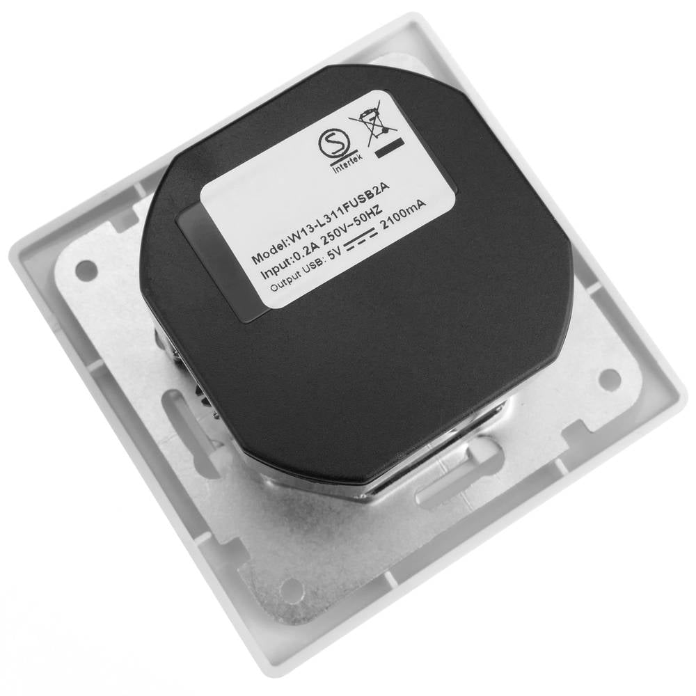 Base de enchufe schuko con USB 2 x A hembra 80x80mm Lille para empotrar blanco