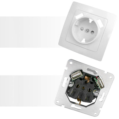Base de enchufe schuko con USB 2 x A hembra 80x80mm Lille para empotrar blanco