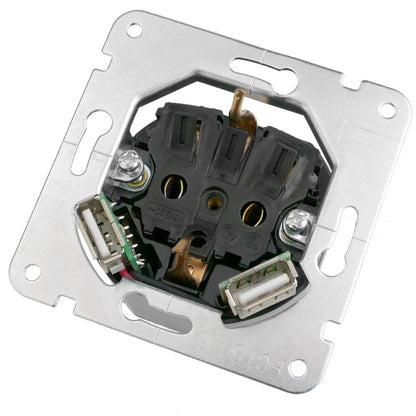 Base de enchufe schuko con USB 2 x A hembra 80x80mm Lille para empotrar blanco
