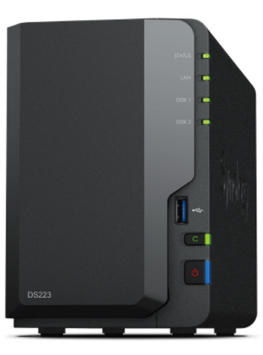 Synology DiskStation DS223 servidor de almacenamiento NAS Escritorio Realtek RTD1619B 2 GB DDR4 0 TB