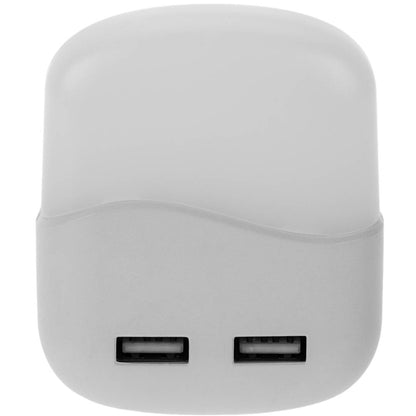 Piloto de luz LED nocturna rectangular de tipo enchufe con sensor crepuscular 230VAC y 2 x USB