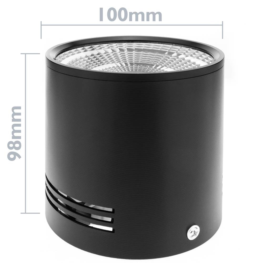 Foco LED de superficie Lámpara COB 12W 220VAC 6000K negra 100mm