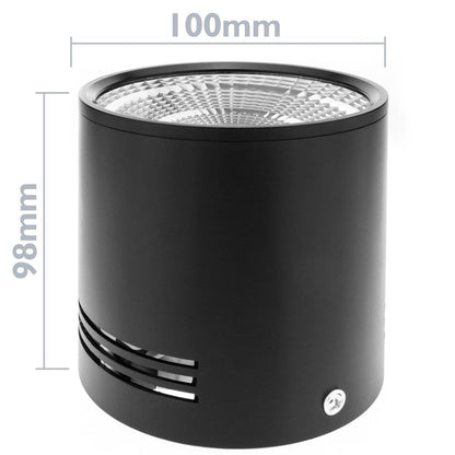 Foco LED de superficie Lámpara COB 12W 220VAC 6000K negra 100mm