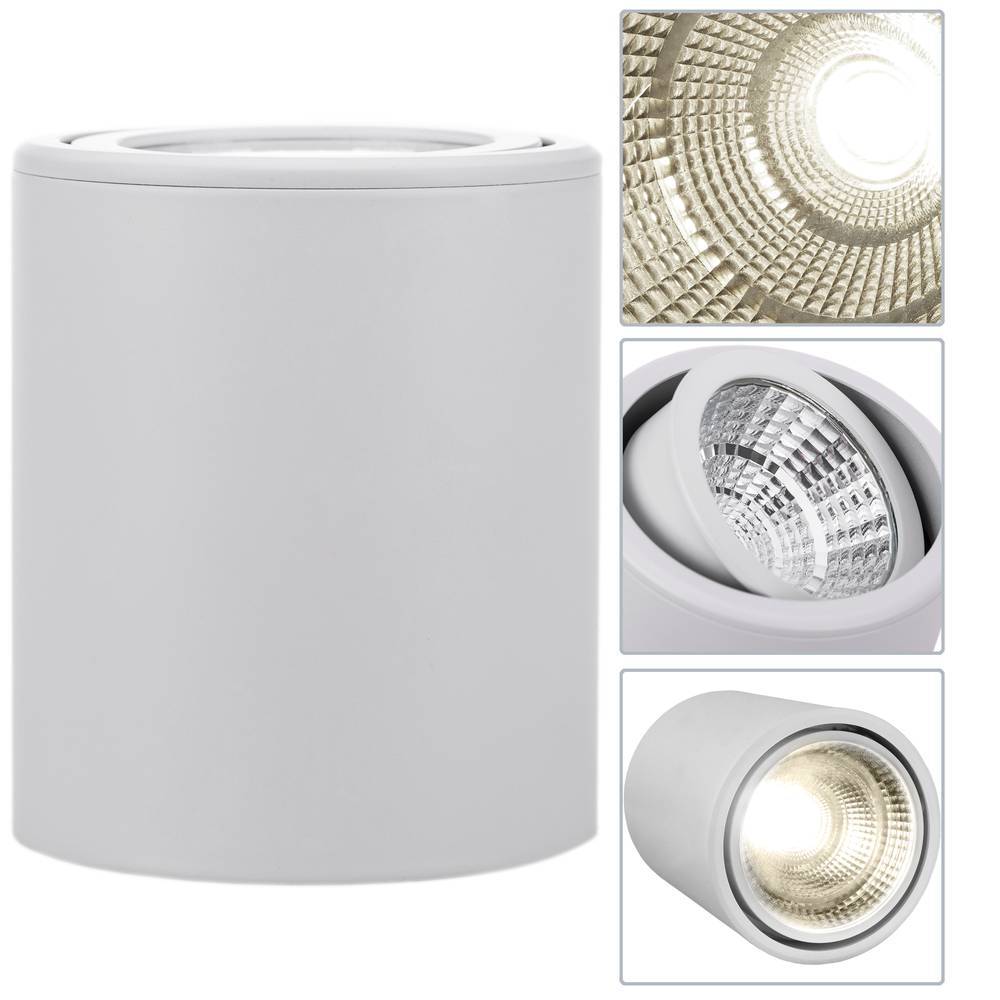 Foco LED de superficie con cabezal móvil Lámpara COB 7W 220VAC 3000K blanca 75mm