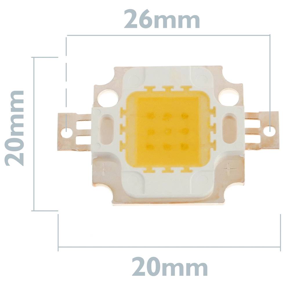 LED COB DIY 10W 800LM 3000K emisor de luz blanca cálida 20 x 20 mm