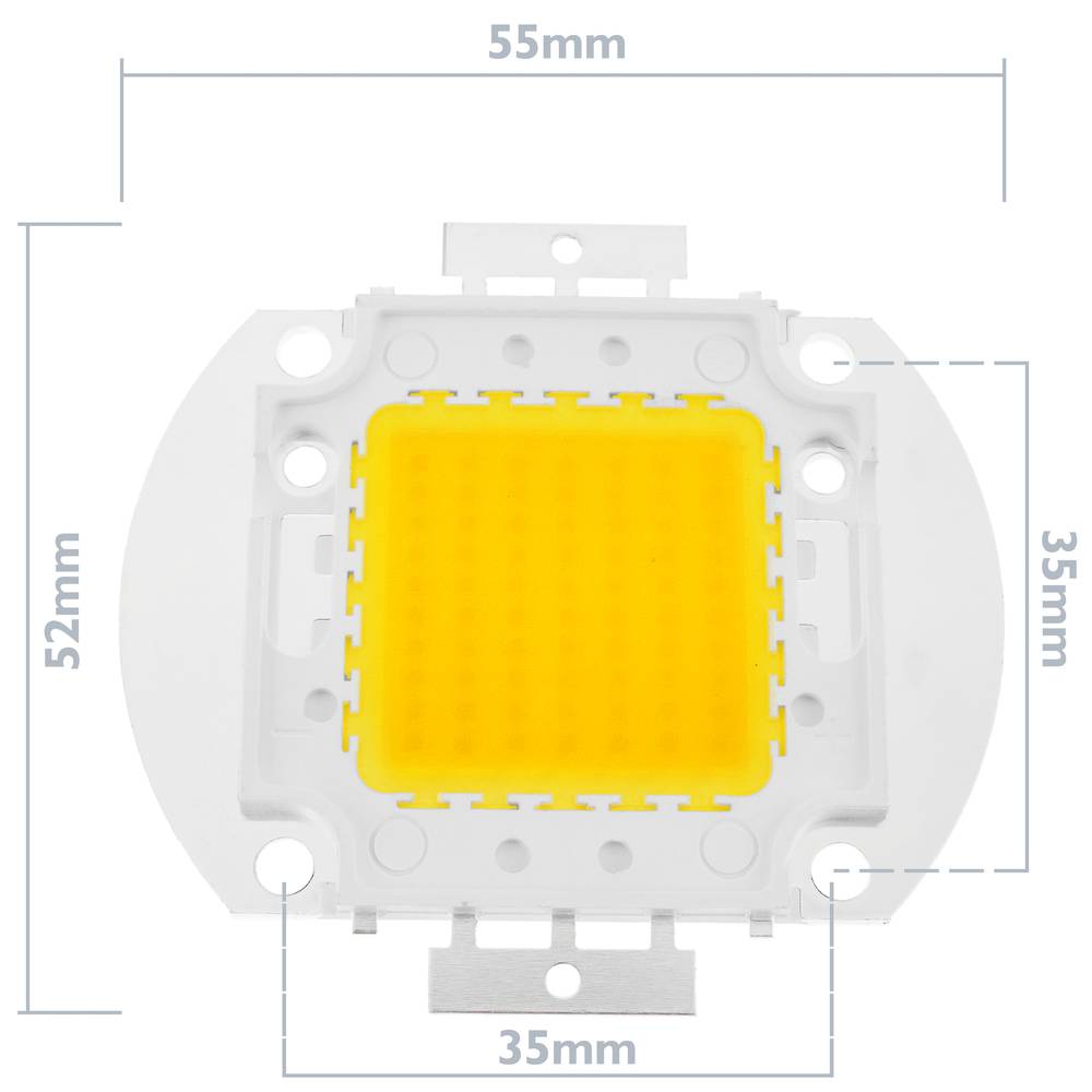 LED COB DIY 70W 5600LM 3000K emisor de luz blanca cálida 40x55mm