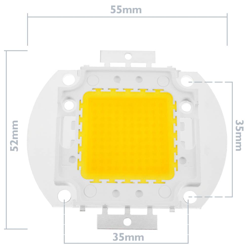 LED COB DIY 100W 8000LM 3000K emisor de luz blanca cálida 35 x 35 mm
