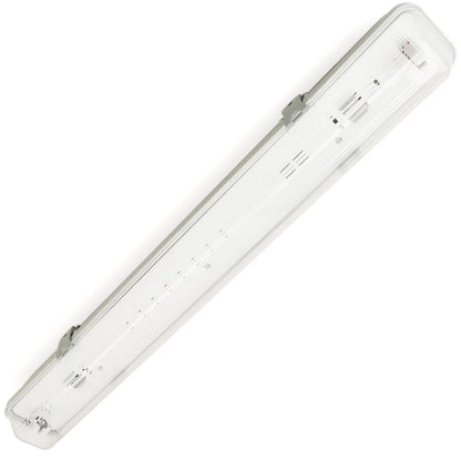 Pantalla estanca para tubo LED 1 x 600 mm con conexión en dos extremos IP65 T8 G13