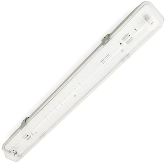 Pantalla estanca para tubo LED 1 x 600 mm con conexión en dos extremos IP65 T8 G13
