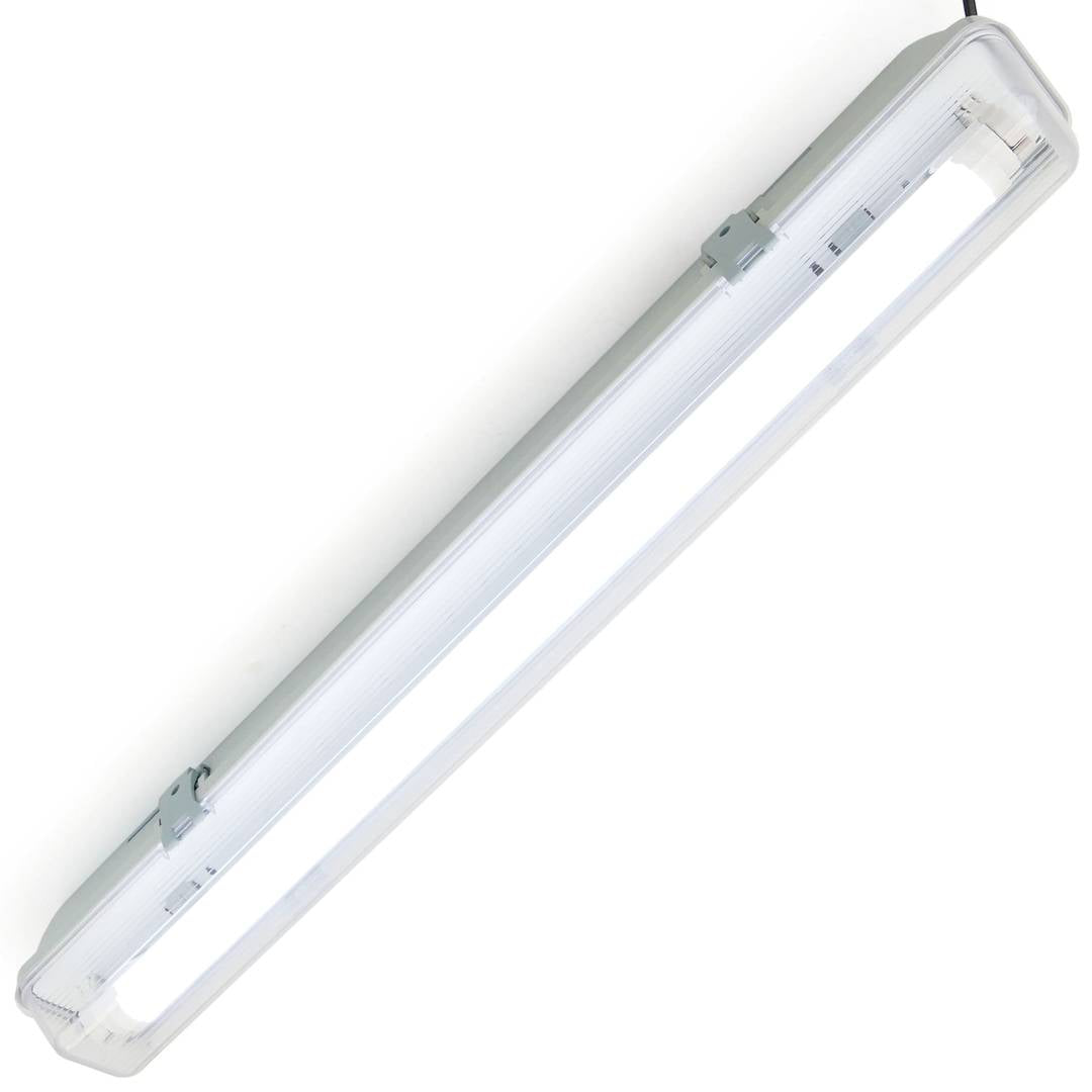 Pantalla estanca para tubo LED 1 x 600 mm con conexión en dos extremos IP65 T8 G13