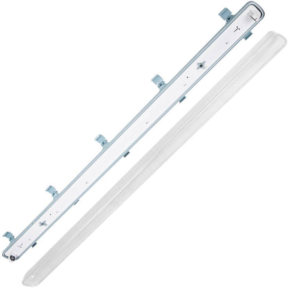Pantalla estanca para tubo LED 1 x 1200 mm con conexión en dos extremos IP65 T8 G13