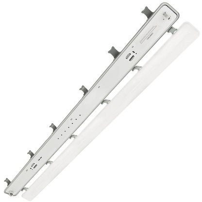 Pantalla estanca para tubo LED 1 x 1500 mm con conexión en dos extremos IP65 T8 G13