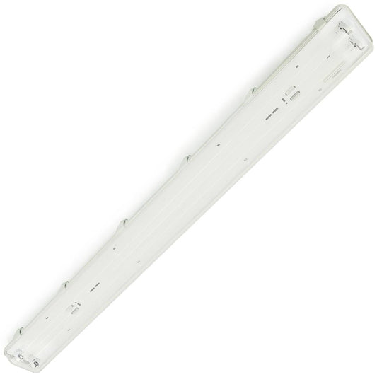 Pantalla estanca para tubo LED 2 x 1200 mm con conexión en dos extremos IP65 T8 G13