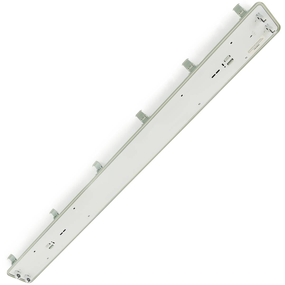 Pantalla estanca para tubo LED 2 x 1500 mm con conexión en dos extremos IP65 T8 G13