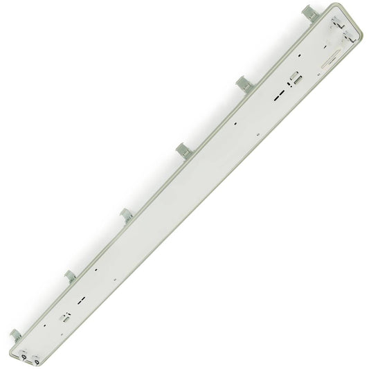 Pantalla estanca para tubo LED 2 x 1500 mm con conexión en dos extremos IP65 T8 G13