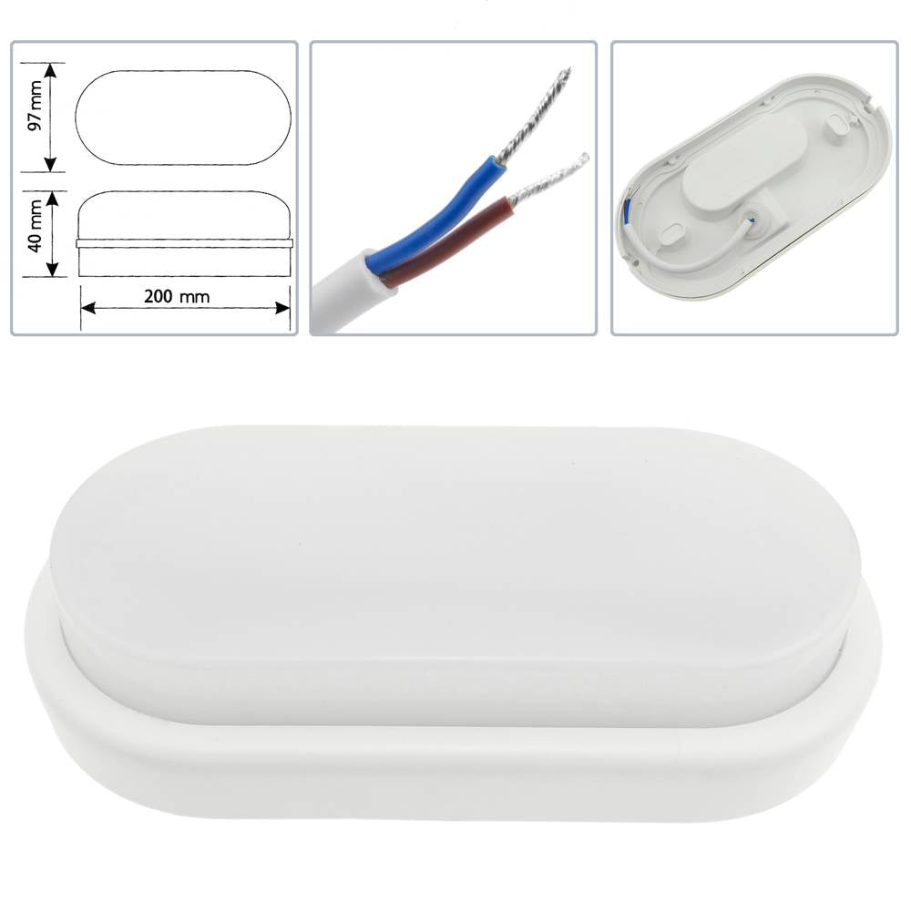 Aplique oval de luz LED Lámpara 220VAC IP65 8W 570 lumens luz día 6500K