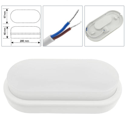 Aplique oval de luz LED Lámpara 220VAC IP65 8W 570 lumens luz día 6500K