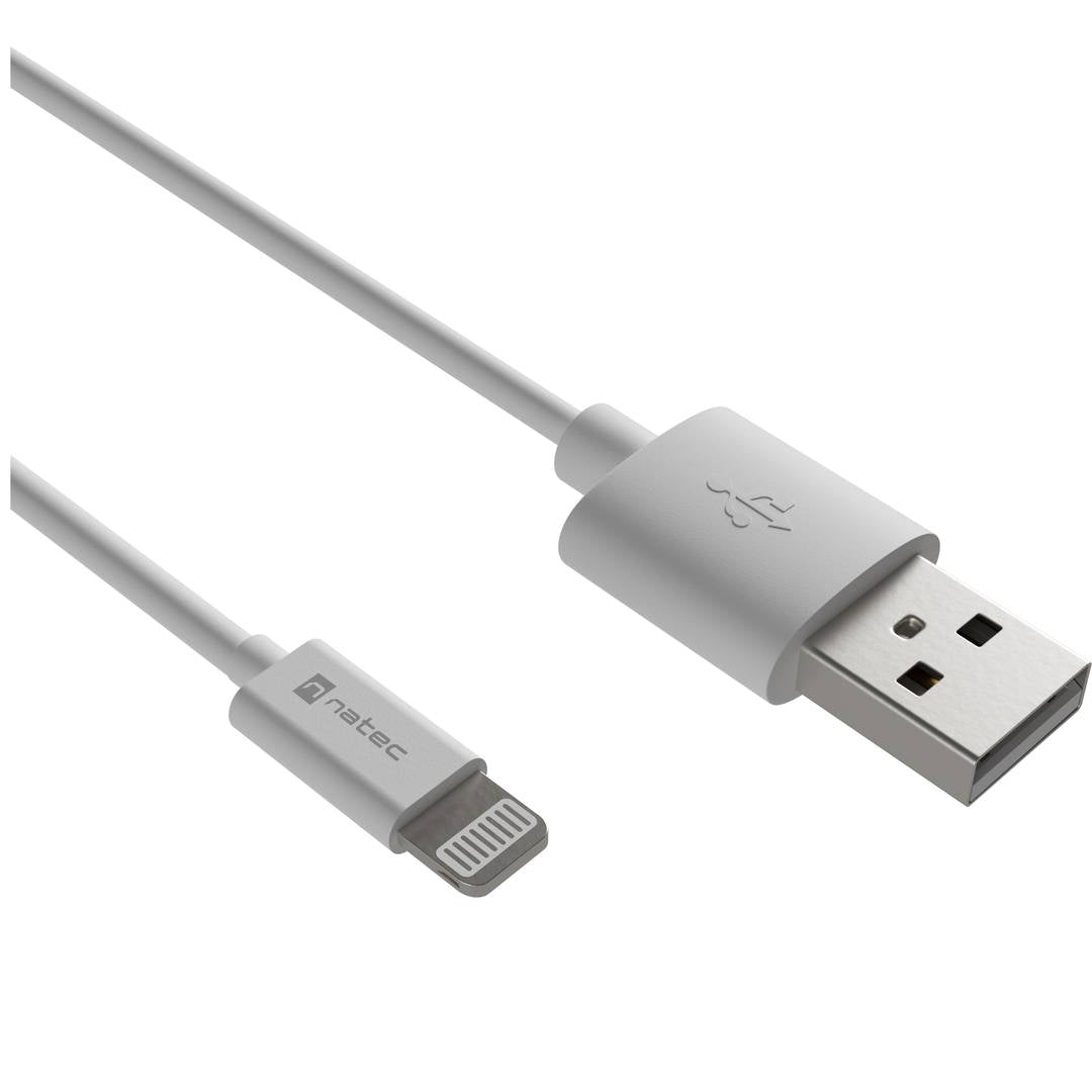 Cable USB tipo A macho a conector lightning macho color blanco de 2 metros NATEC PRATI NKA-2149