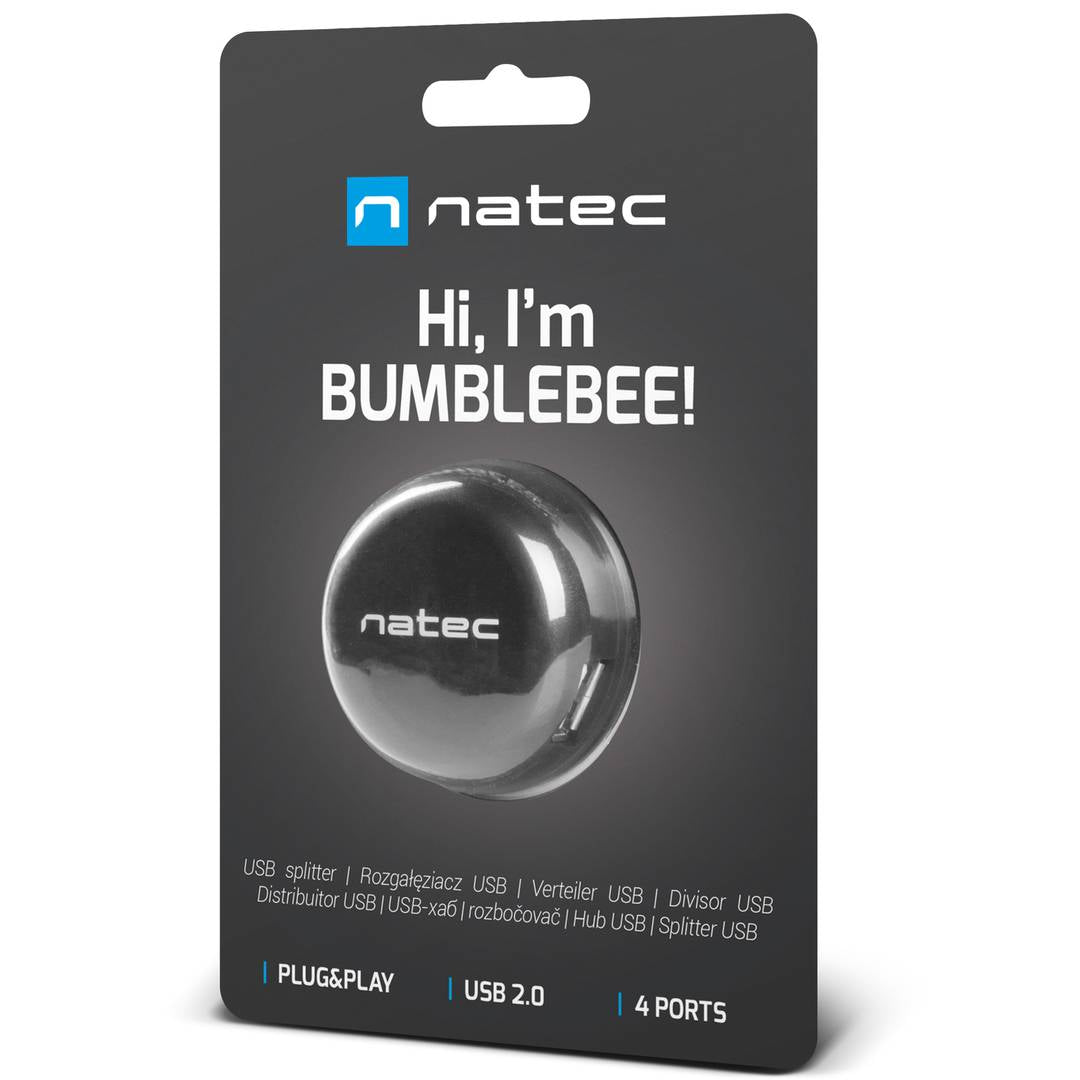 Hub USB tipo A  2.0 de 4 puertos negro Natec Bumblebee NHU-1330