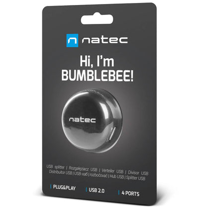 Hub USB tipo A  2.0 de 4 puertos negro Natec Bumblebee NHU-1330