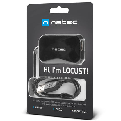 Hub USB tipo A 2.0 de 4 puertos negro Natec Locust NHU-0647