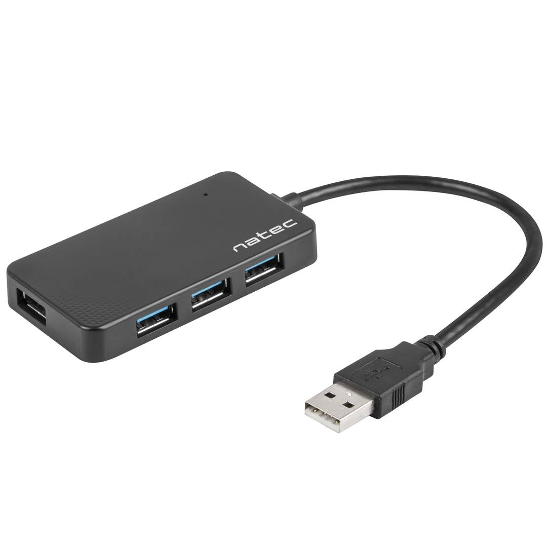 Hub USB tipo A 3.0 de 4 puertos negro Natec Moth NHU-1342