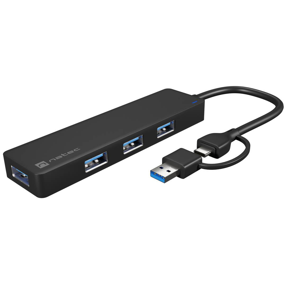 Hub USB tipo A 3.0 de 4 puertos negro Natec Moth NHU-1342