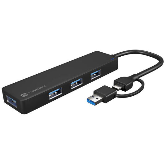 Hub USB tipo A 3.0 de 4 puertos negro Natec Moth NHU-1342