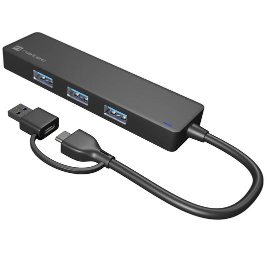 Hub USB tipo A 3.0 de 4 puertos negro Natec Moth NHU-1342