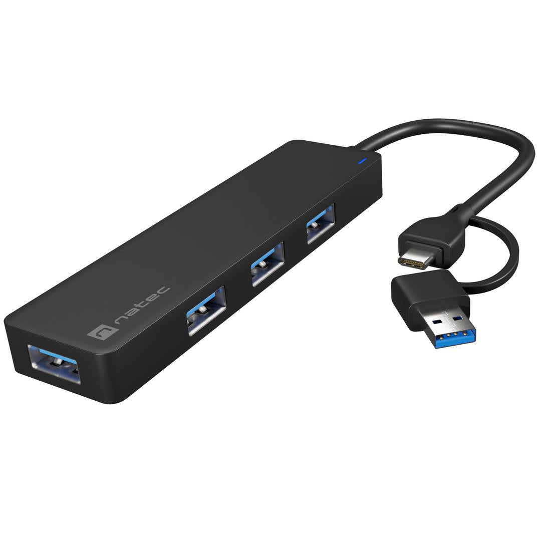 Hub USB tipo A 3.0 de 4 puertos negro Natec Moth NHU-1342