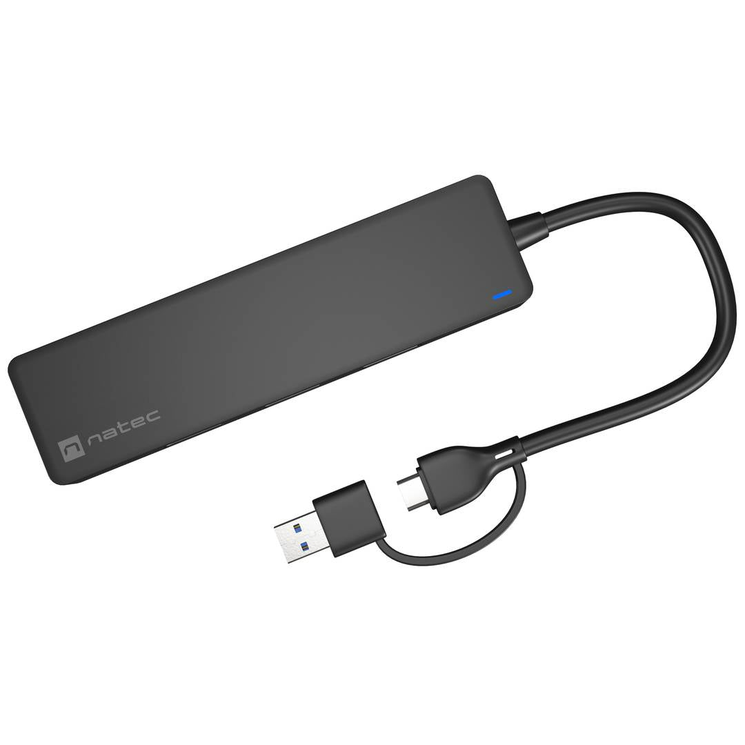 Hub USB tipo A 3.0 de 4 puertos negro Natec Moth NHU-1342