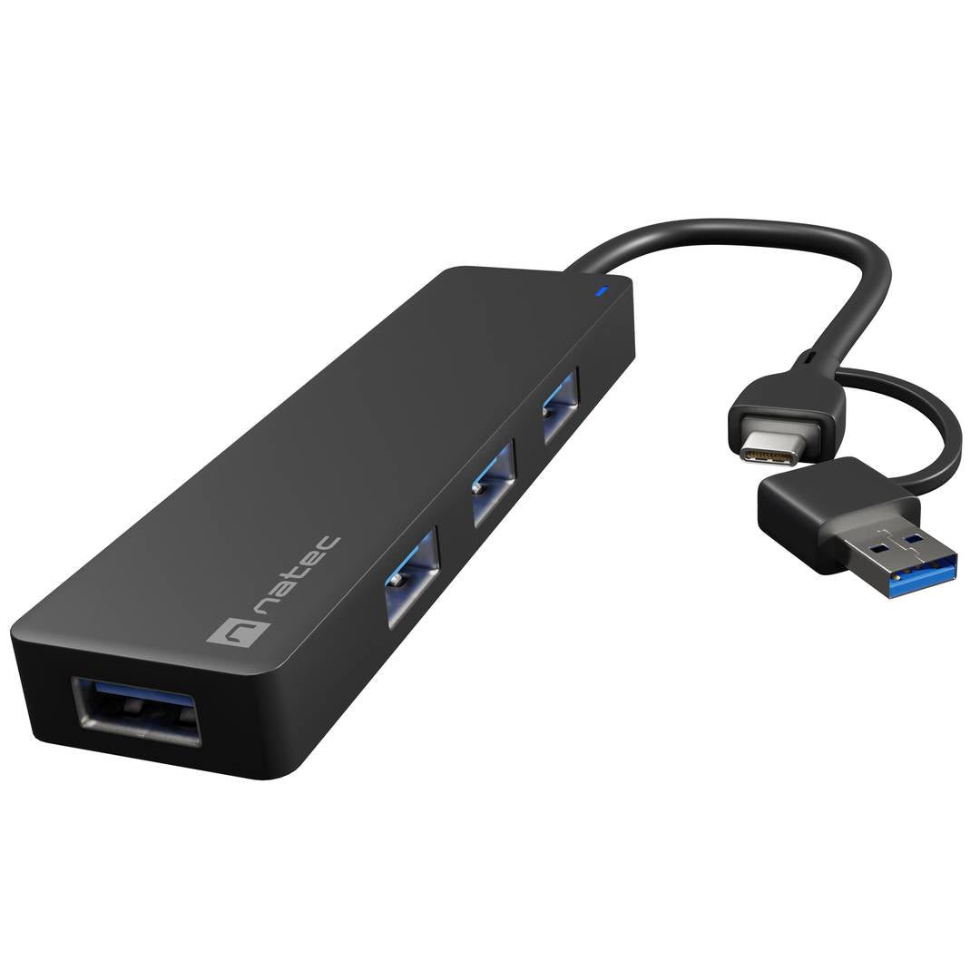 Hub USB tipo A 3.0 de 4 puertos negro Natec Moth NHU-1342
