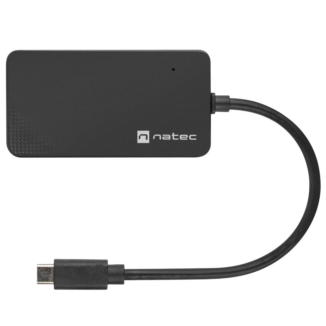 Hub USB-C 3.0 de 4 puertos negro + adaptador USB-A Natec Silkworm NHU-1343