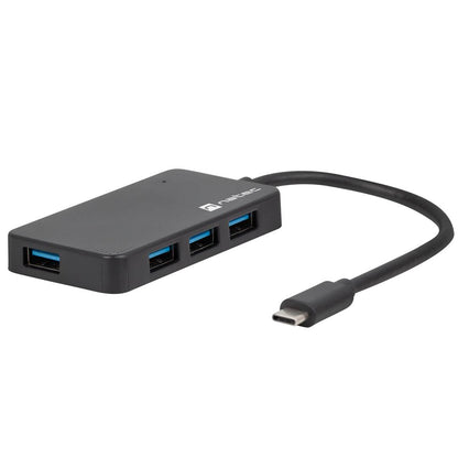 Hub USB-C 3.0 de 4 puertos negro + adaptador USB-A Natec Silkworm NHU-1343