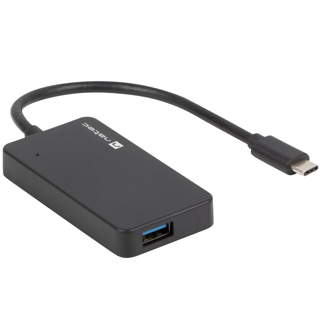 Hub USB-C 3.0 de 4 puertos negro + adaptador USB-A Natec Silkworm NHU-1343