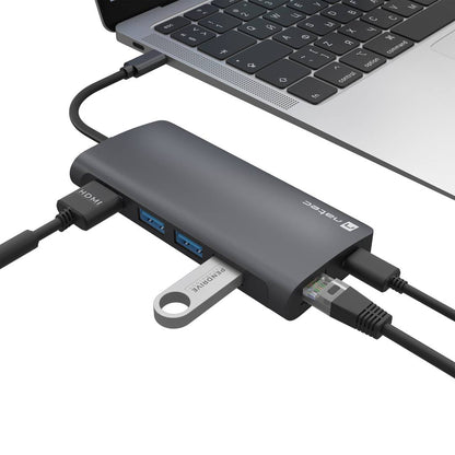 Adaptador multipuerto 8 en 1 USB-C a 3X USB 3.0, HDMI 4K, USB-C, RJ45, SD, Micro SD Natec Fowler 2 V2 NMP-2162
