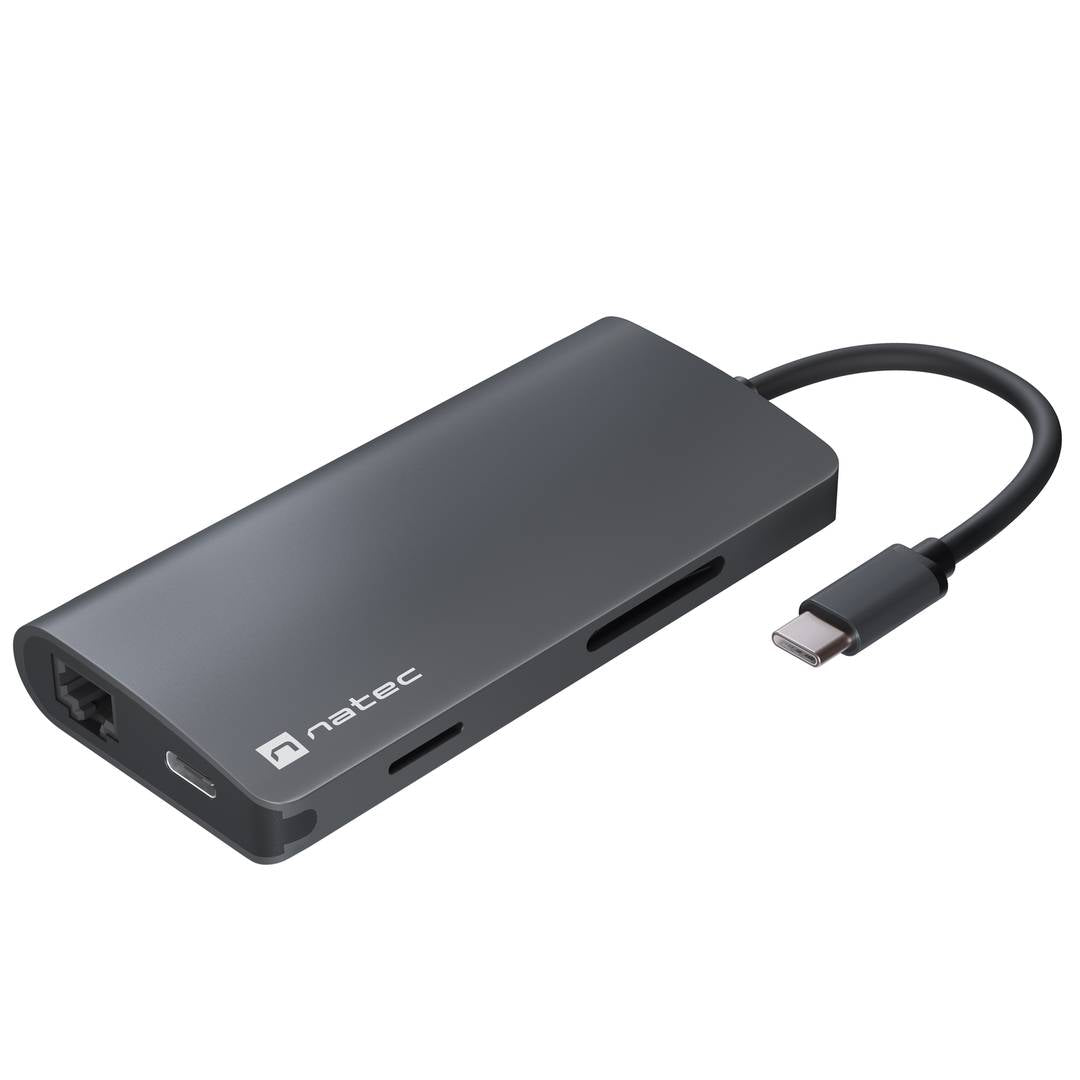 Adaptador multipuerto 8 en 1 USB-C a 3X USB 3.0, HDMI 4K, USB-C, RJ45, SD, Micro SD Natec Fowler 2 V2 NMP-2162