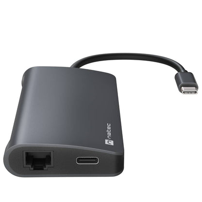 Adaptador multipuerto 8 en 1 USB-C a 3X USB 3.0, HDMI 4K, USB-C, RJ45, SD, Micro SD Natec Fowler 2 V2 NMP-2162