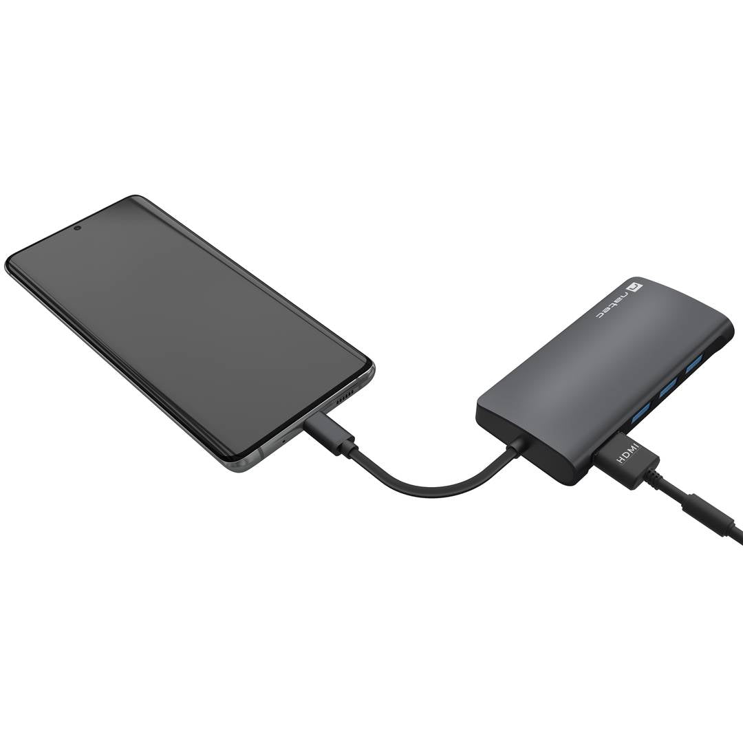 Adaptador multipuerto 8 en 1 USB-C a 3X USB 3.0, HDMI 4K, USB-C, RJ45, SD, Micro SD Natec Fowler 2 V2 NMP-2162