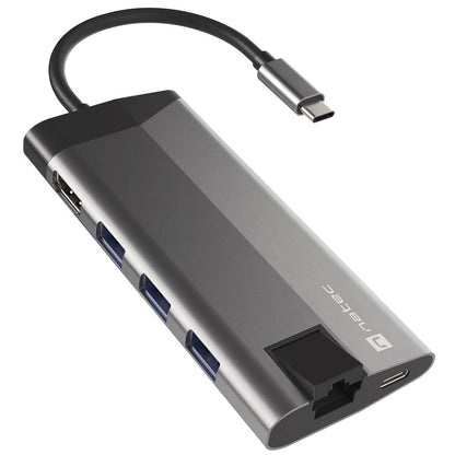 Adaptador multipuerto USB-C 8 en 1 hub 3 puertos USB 3.0, HDMI 4K, USB-C PD, RJ45, SD, micro SD Natec Fowler Plus NMP-1690