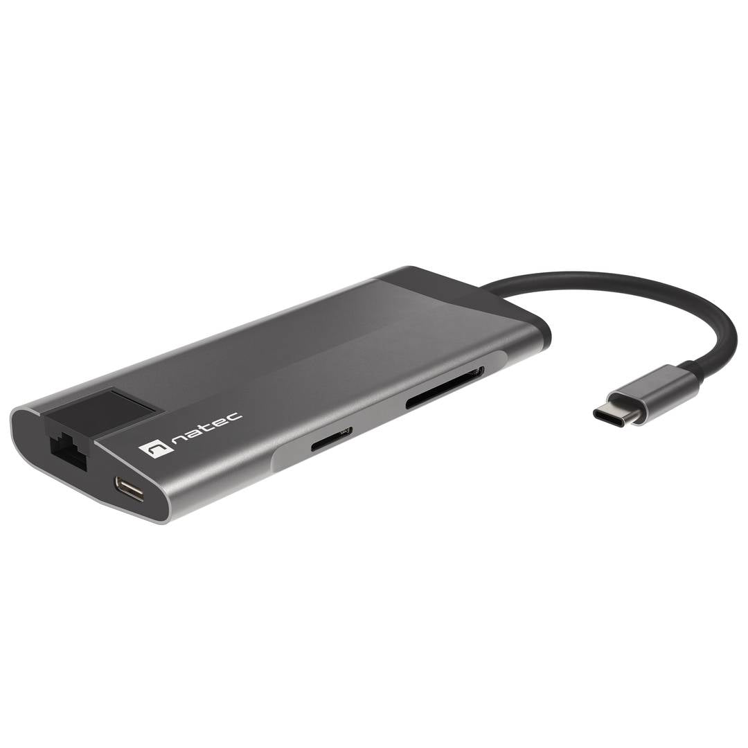 Adaptador multipuerto USB-C 8 en 1 hub 3 puertos USB 3.0, HDMI 4K, USB-C PD, RJ45, SD, micro SD Natec Fowler Plus NMP-1690