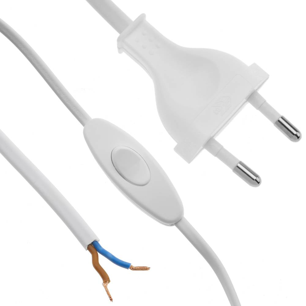 Cable alimentación con interruptor conector bipolar a bornes blanco 1,5m