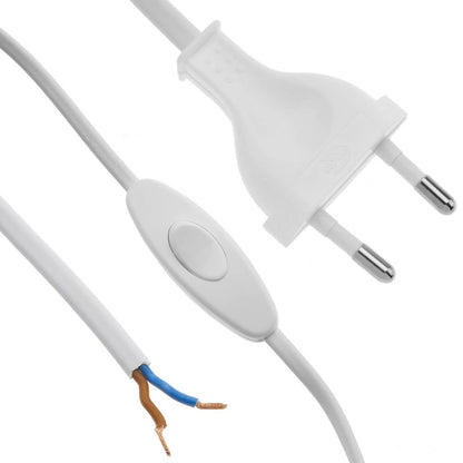 Cable alimentación con interruptor conector bipolar a bornes blanco 1,5m