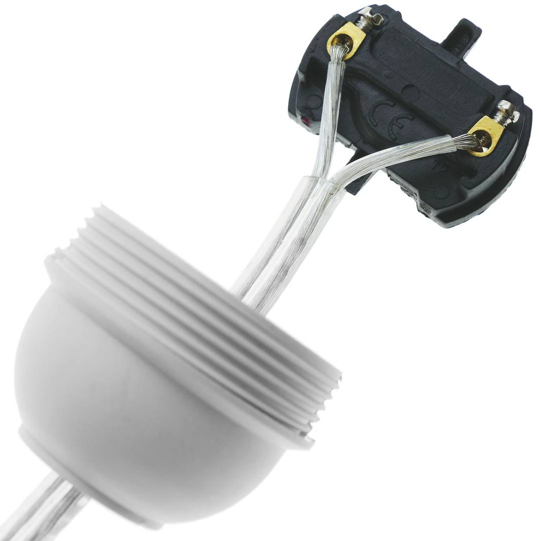 Cable alimentación con interruptor conector bipolar a bornes transparente 2m