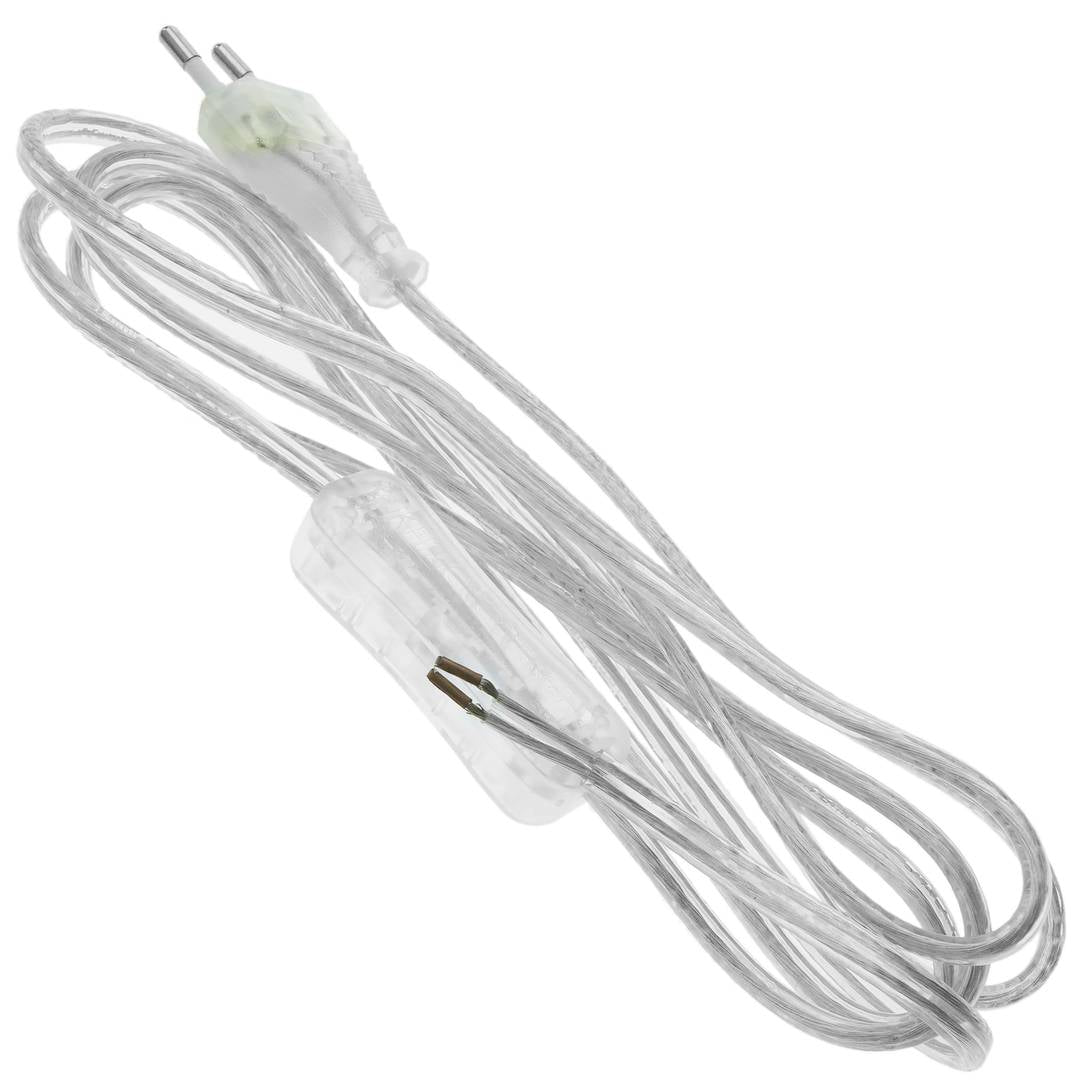 Cable alimentación con interruptor conector bipolar a bornes transparente 2m