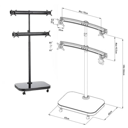 Soporte de TV VESA 50 75 100 para 4 pantallas en matríz 2x2