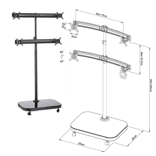 Soporte de TV VESA 50 75 100 para 4 pantallas en matríz 2x2