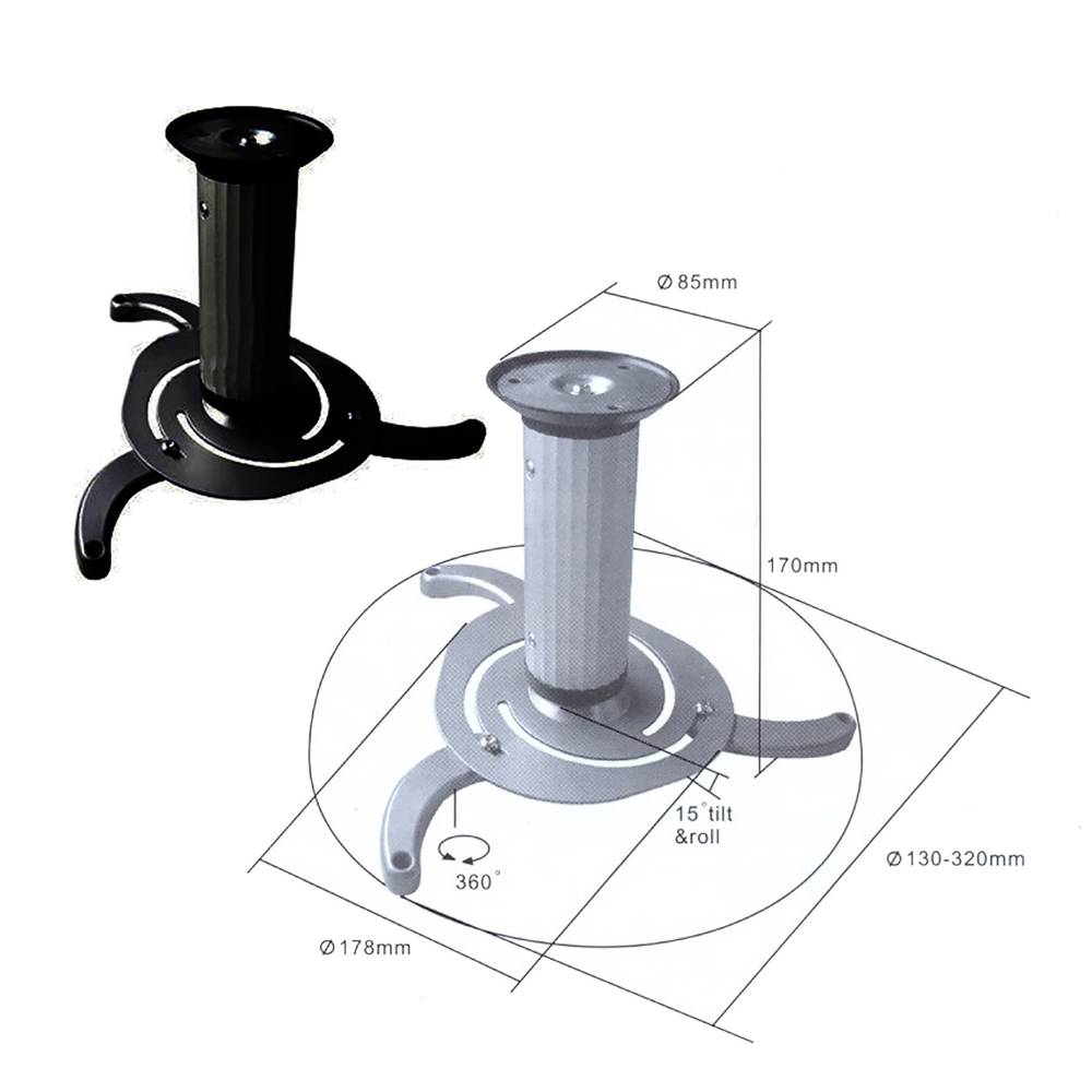 Soporte de techo para proyector de mástil redondo de 17 y 24 cm